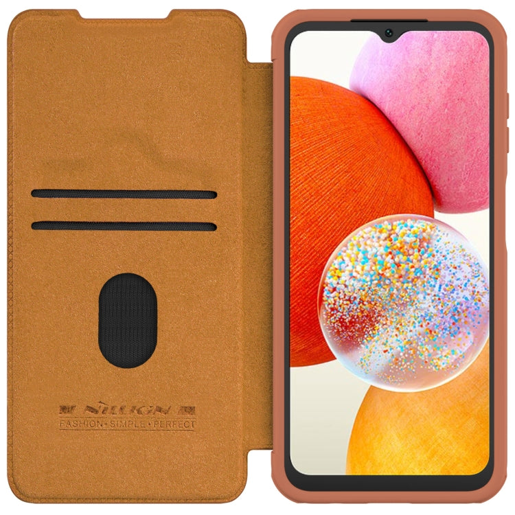 For Samsung Galaxy A14 4G NILLKIN QIN Series Pro Sliding Camera Cover Design Leather Phone Case(Brown) - Galaxy Phone Cases by NILLKIN | Online Shopping South Africa | PMC TechLife | Buy Now Pay Later Mobicred