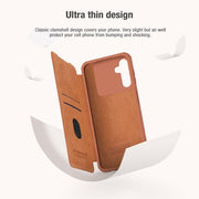 For Samsung Galaxy A14 4G NILLKIN QIN Series Pro Sliding Camera Cover Design Leather Phone Case(Red)