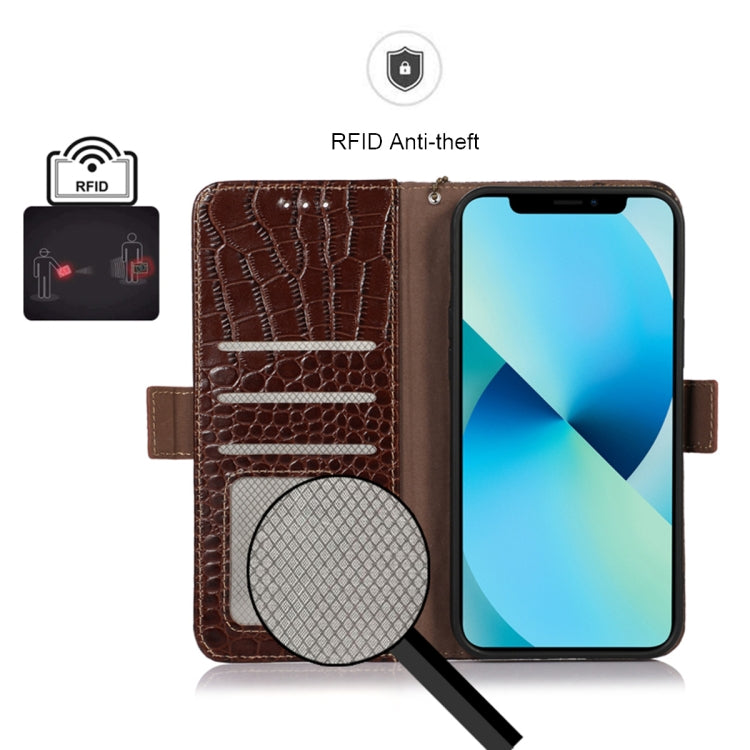 For Xiaomi Redmi Note 12 Turbo Crocodile Top Layer Cowhide Leather Phone Case(Brown) - Xiaomi Cases by PMC TechLife | Online Shopping South Africa | PMC TechLife