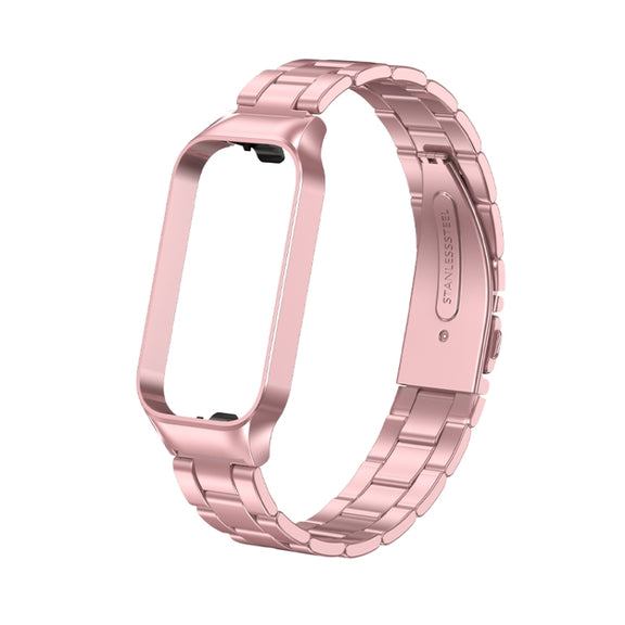 For Redmi Band 2 Three-bead Metal Watch Band(Rose Pink)