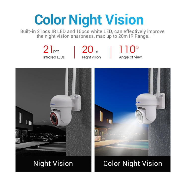 ESCAM PVR007 3MP Smart HD WiFi Camera Support Full Color Night Vision / Motion Detection / Sound Alarm / TF Card(US Plug)