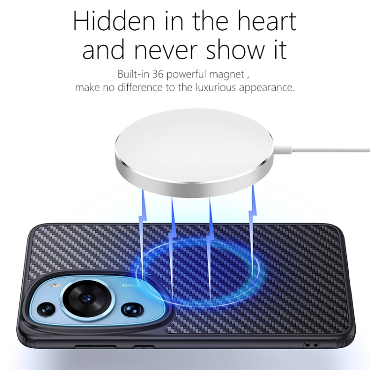 For Huawei P60 Art wlons Magsafe Carbon Fiber Kevlar TPU Phone Case(Black)
