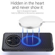 For Huawei Mate 50 wlons Magsafe Carbon Fiber Kevlar TPU Phone Case(Black)