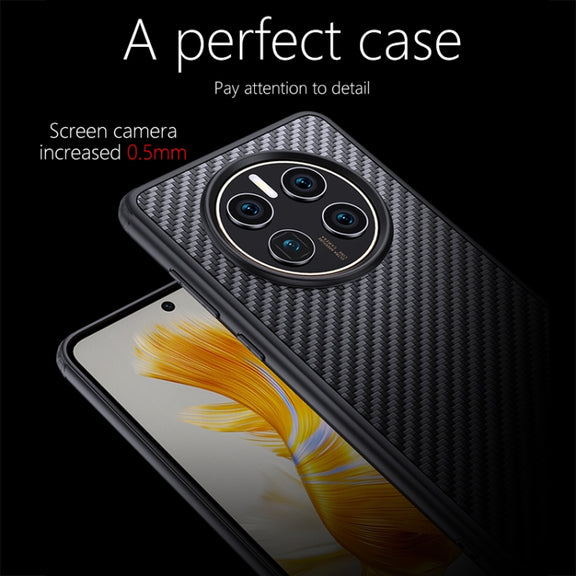 For Huawei Mate 50 wlons Magsafe Carbon Fiber Kevlar TPU Phone Case(Black)