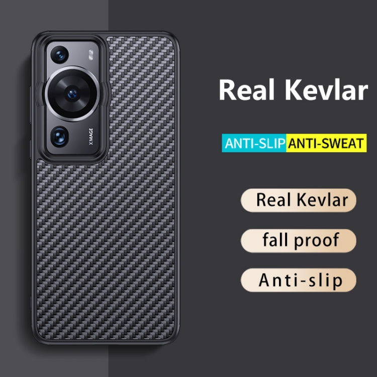 For Huawei P60 Pro wlons Magsafe Carbon Fiber Kevlar TPU Phone Case(Black)