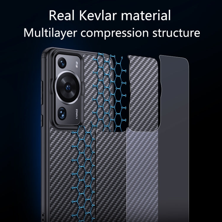 For Huawei P60 Pro wlons Magsafe Carbon Fiber Kevlar TPU Phone Case(Black)