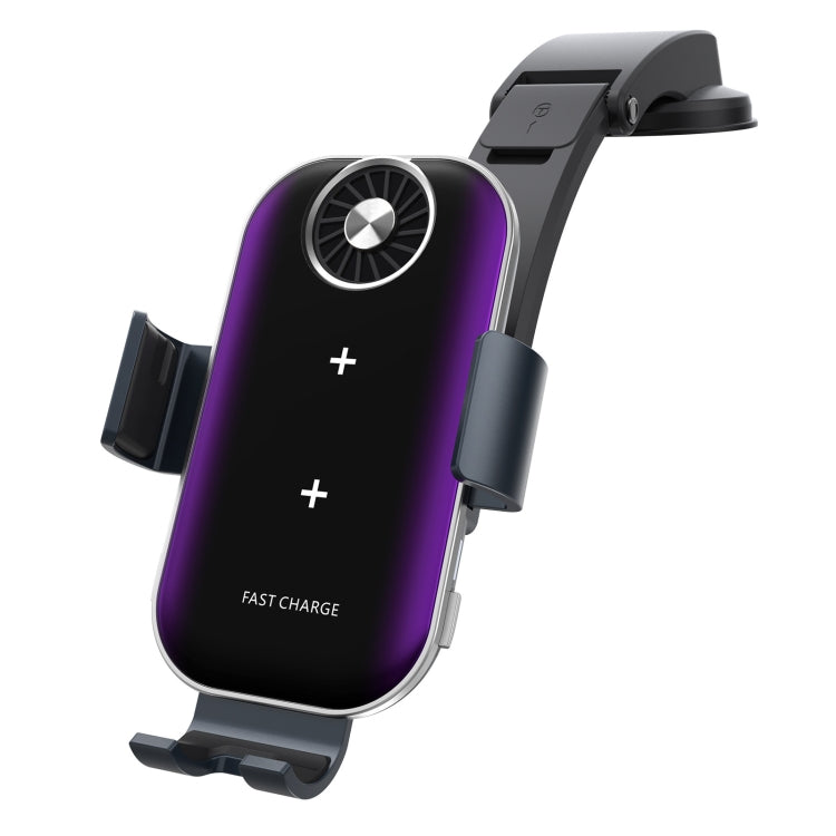 For Samsung Galaxy Z Flip4 / 3 C37 Fan Cooling Dual Coil Car Phone Holder Wireless Charger