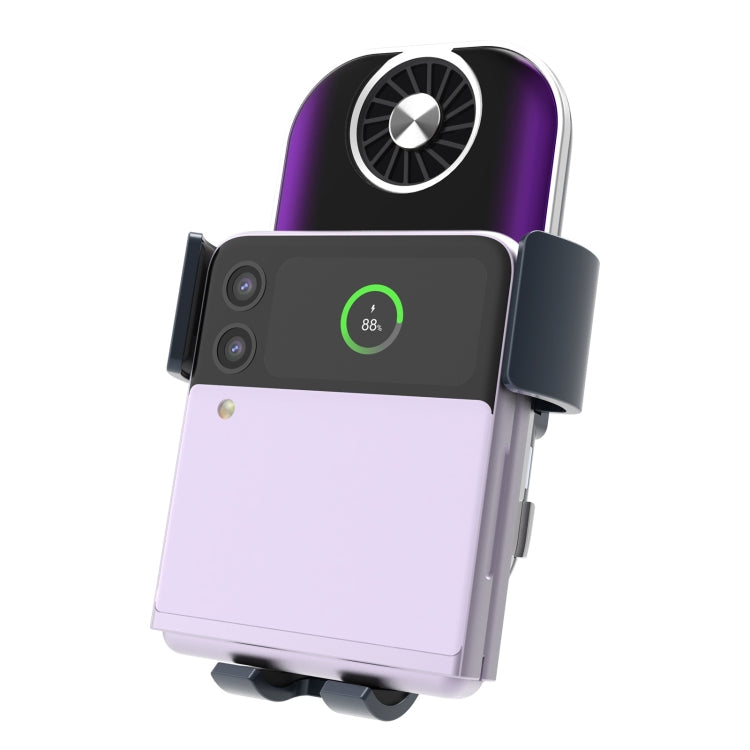 For Samsung Galaxy Z Flip4 / 3 C37 Fan Cooling Dual Coil Car Phone Holder Wireless Charger - Wireless Charger Holders by PMC TechLife | Online Shopping South Africa | PMC TechLife