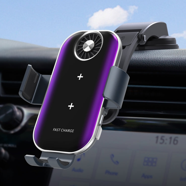 For Samsung Galaxy Z Flip4 / 3 C37 Fan Cooling Dual Coil Car Phone Holder Wireless Charger - Wireless Charger Holders by PMC TechLife | Online Shopping South Africa | PMC TechLife