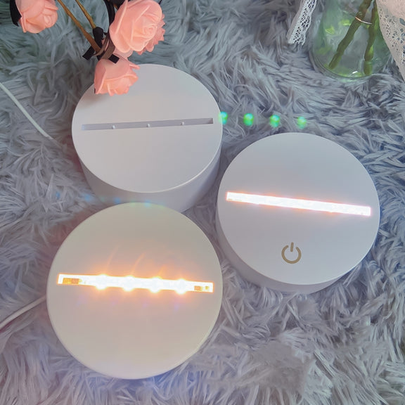 A189 LED Colorful 3D Night Light Bluetooth Speaker Base with Box(White Square)