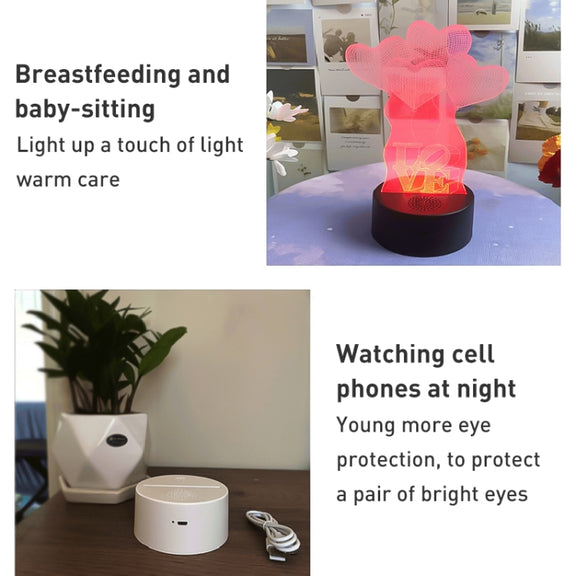 A189 LED Colorful 3D Night Light Bluetooth Speaker Base with Box(White Square)