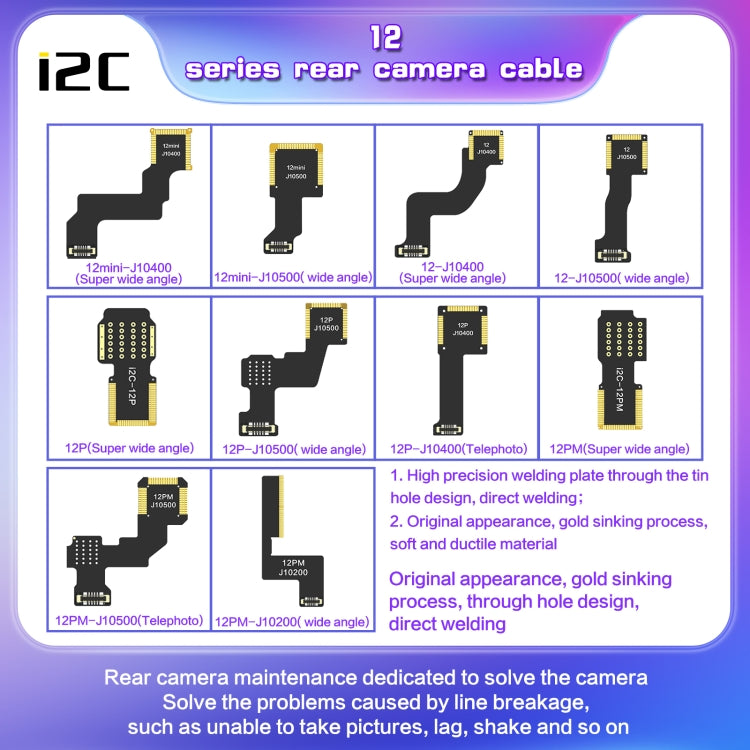 For iPhone 12 Pro J10400 i2C Back Facing Telephoto Camera Cable - Flex Cable by i2C | Online Shopping South Africa | PMC TechLife | Buy Now Pay Later Mobicred