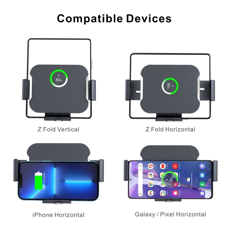 For Samsung Galaxy Z Fold4 / 3 S7 Dual Coil Car Phone Holder Wireless Charger - Wireless Charger Holders by PMC TechLife | Online Shopping South Africa | PMC TechLife