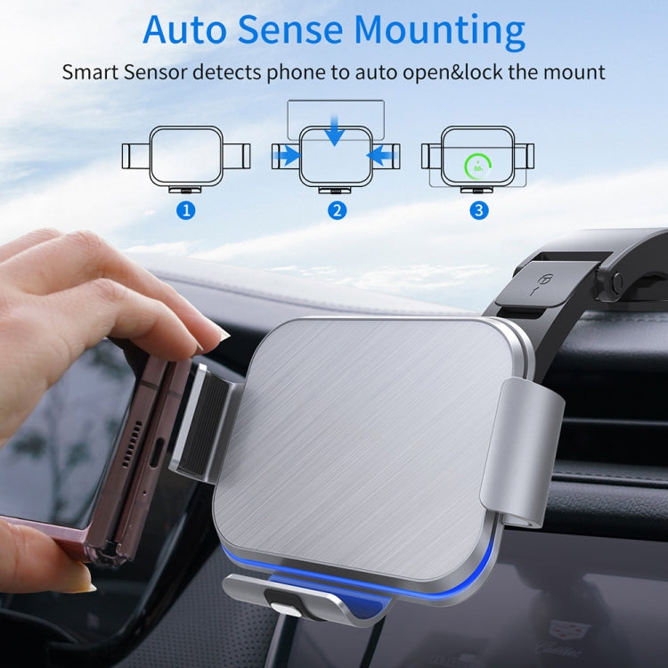 For Samsung Galaxy Z Fold4 / 3 / 2 S8 Dual Coil Car Phone Holder Wireless Charger(Iron Gray) - Wireless Charger Holders by PMC TechLife | Online Shopping South Africa | PMC TechLife
