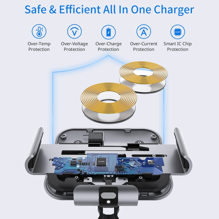 For Samsung Galaxy Z Fold4 / 3 / 2 S8 Dual Coil Car Phone Holder Wireless Charger(Iron Gray)