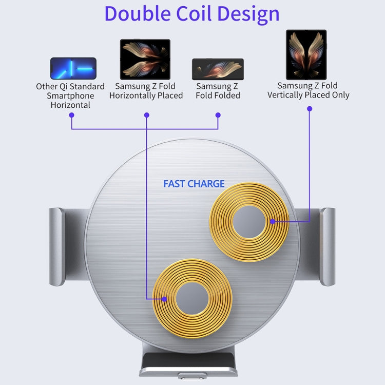 For Samsung Galaxy Z Fold4 / 3 S9 Dual Coil Car Phone Holder Wireless Charger