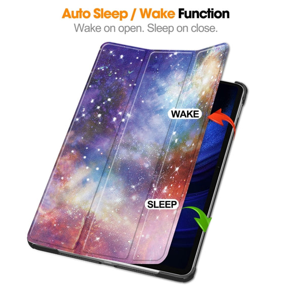 For Xiaomi Pad 6 / 6 Pro Custer Painted 3-Fold Stand Leather Smart Tablet Case(Milky Way)
