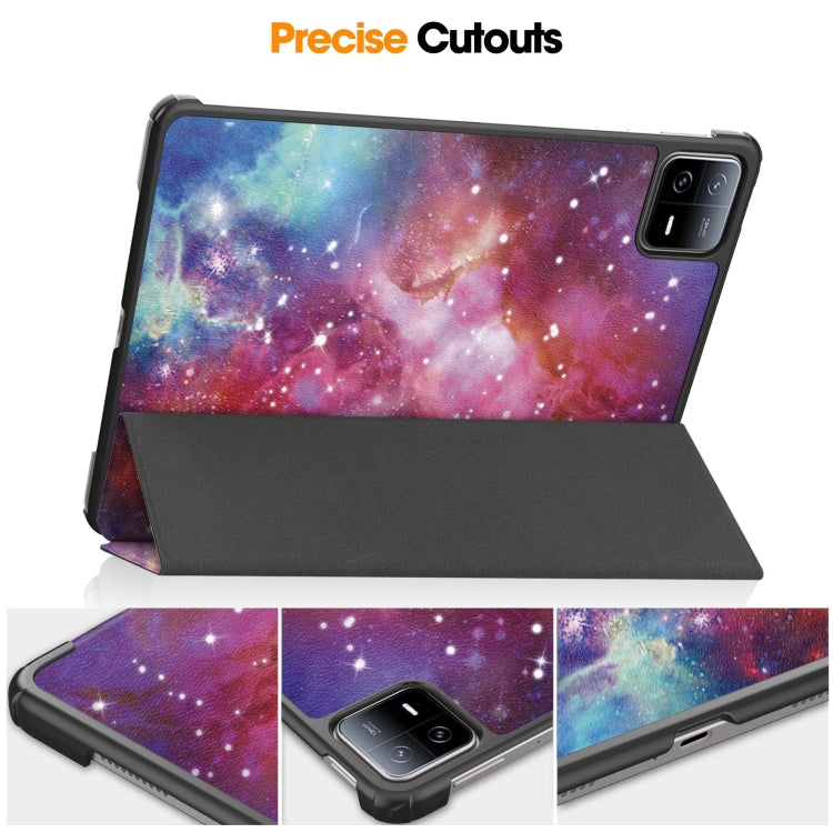 For Xiaomi Pad 6 / 6 Pro Custer Painted 3-Fold Stand Leather Smart Tablet Case(Milky Way)