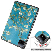 For Xiaomi Pad 6 / 6 Pro Custer Painted 3-Fold Stand Leather Smart Tablet Case(Apricot Blossom)