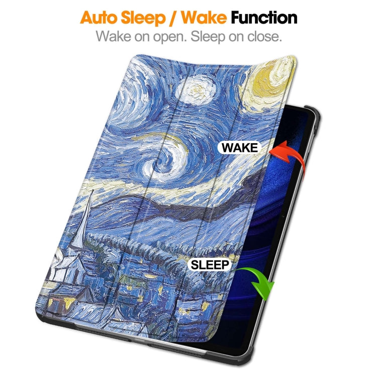 For Xiaomi Pad 6 / 6 Pro Custer Painted 3-Fold Stand Leather Smart Tablet Case(Starry Sky)