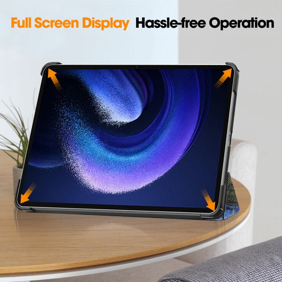 For Xiaomi Pad 6 / 6 Pro Custer Painted 3-Fold Stand Leather Smart Tablet Case(Starry Sky)
