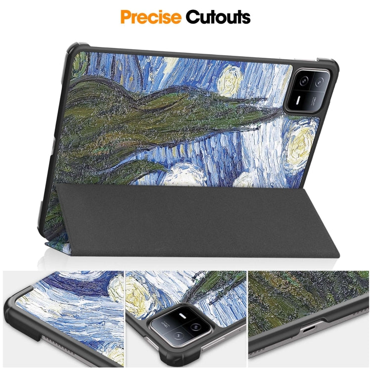 For Xiaomi Pad 6 / 6 Pro Custer Painted 3-Fold Stand Leather Smart Tablet Case(Starry Sky)