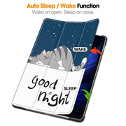 For Xiaomi Pad 6 / 6 Pro Custer Painted 3-Fold Stand Leather Smart Tablet Case(Lazy Cat)