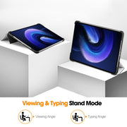 For Xiaomi Pad 6 / 6 Pro Custer Painted 3-Fold Stand Leather Smart Tablet Case(Lazy Cat)