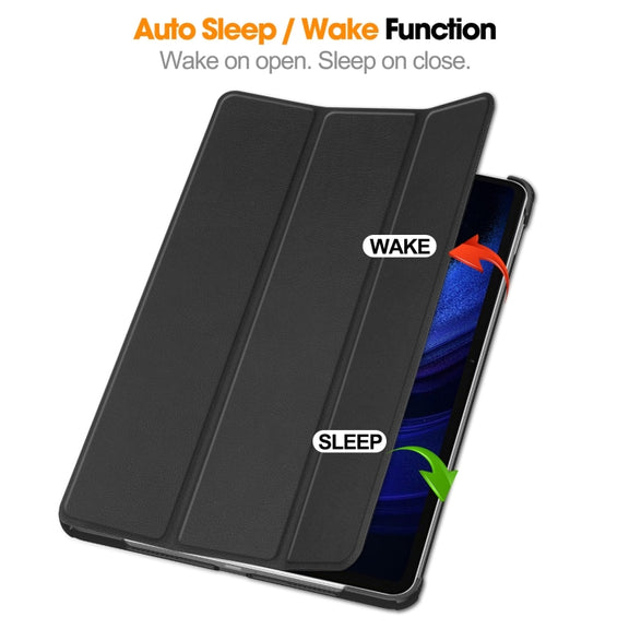For Xiaomi Pad 6 / 6 Pro Custer Texture 3-Fold Holder Leather Smart Tablet Case(Black)
