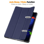 For Xiaomi Pad 6 / 6 Pro Custer Solid Color 3-Fold Stand Leather Smart Tablet Case(Dark Blue)