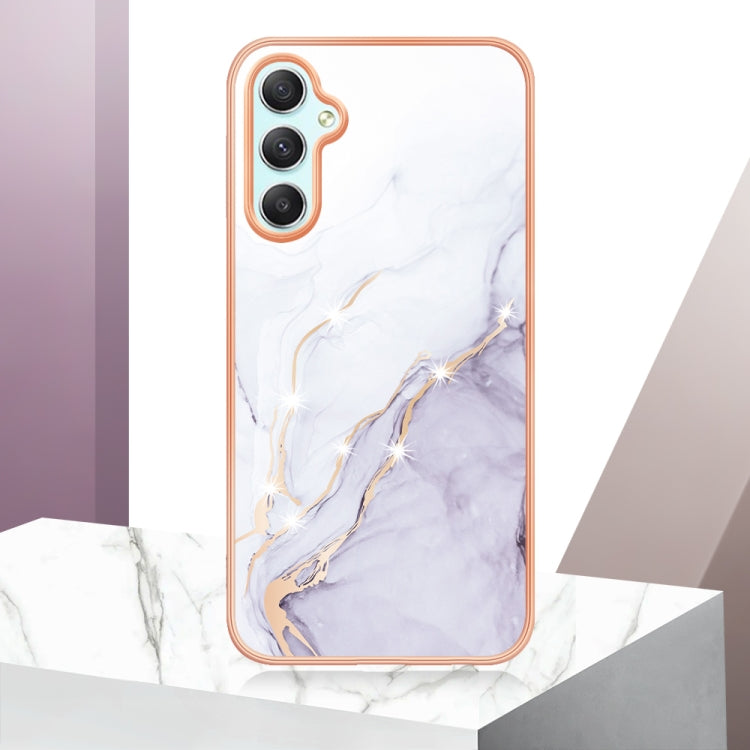 For Samsung Galaxy A24 Electroplating Marble Dual-side IMD Phone Case(White 006)