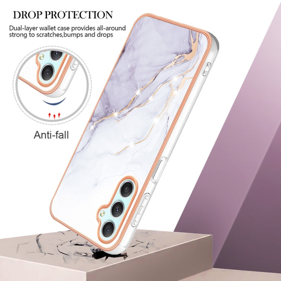 For Samsung Galaxy A24 Electroplating Marble Dual-side IMD Phone Case(White 006)