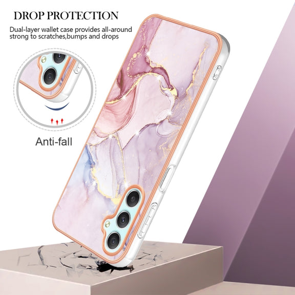 For Samsung Galaxy A24 Electroplating Marble Dual-side IMD Phone Case(Rose Gold 005)