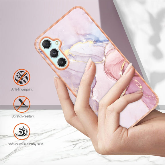 For Samsung Galaxy A24 Electroplating Marble Dual-side IMD Phone Case(Rose Gold 005)