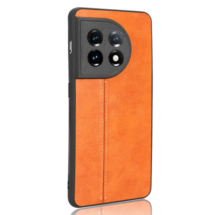 For OnePlus 11 5G Sewing Cow Pattern Skin PC + PU + TPU Phone Case(Orange)