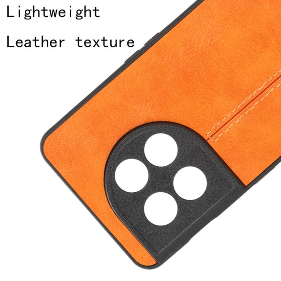 For OnePlus 11 5G Sewing Cow Pattern Skin PC + PU + TPU Phone Case(Orange)