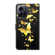For Xiaomi Redmi Note 12 4G Global 3D Painting Pattern Flip Leather Phone Case(Gold Butterfly)