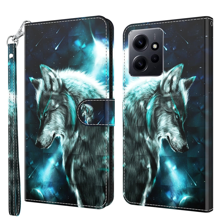 For Xiaomi Redmi Note 12 4G Global 3D Painting Pattern Flip Leather Phone Case(Wolf) - free shipping - PMC TechLife - Order now!
