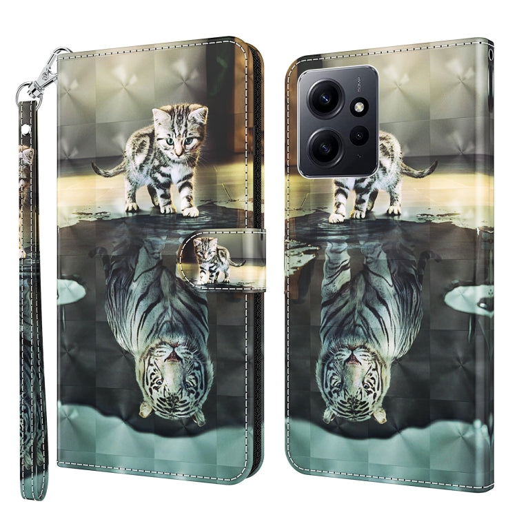 For Xiaomi Redmi Note 12 4G Global 3D Painting Pattern Flip Leather Phone Case(Cat Tiger) - free shipping - PMC TechLife - Order now!