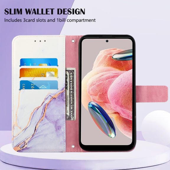 For Xiaomi Redmi Note 12 4G Global PT003 Marble Pattern Flip Leather Phone Case(LS006)