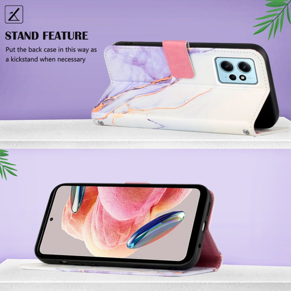 For Xiaomi Redmi Note 12 4G Global PT003 Marble Pattern Flip Leather Phone Case(LS006)