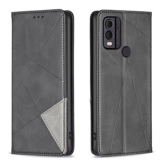 For Nokia C22 Rhombus Texture Magnetic Leather Phone Case(Black) - free shipping - PMC Jewellery - Order now!