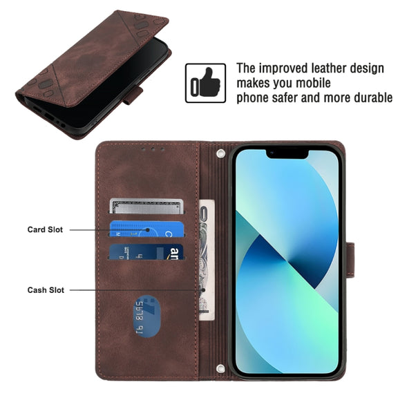 For Nokia G22 Skin-feel Embossed Leather Phone Case(Brown)
