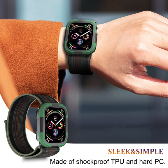 For Apple Watch Series SE 2&6&SE&5&4 44mm Armor Frame Watch Case(Green)