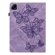 For Xiaomi Pad 6 Embossed Butterfly Pattern Leather Tablet Case(Purple)