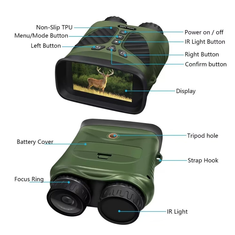 DT39 3 inch IPS Screen Binoculars Digital Binoculars Night Vision(Green) - free shipping - PMC Jewellery - Order now!