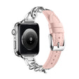 Chain Genuine Leather Watch Band For Apple Watch Series 8&7 41mm / SE 2&6&SE&5&4 40mm / 3&2&1 38mm, Size:L(Pink) - Smart Wear by PMC TechLife | Online Shopping South Africa | PMC TechLife