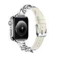 Chain Genuine Leather Watch Band For Apple Watch Ultra 49mm / Series 8&7 45mm / SE 2&6&SE&5&4 44mm / 3&2&1 42mm, Size:L(Beige) - Smart Wear by PMC TechLife | Online Shopping South Africa | PMC TechLife