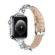 Chain Genuine Leather Watch Band For Apple Watch Ultra 49mm / Series 8&7 45mm / SE 2&6&SE&5&4 44mm / 3&2&1 42mm, Size:L(Apricot) - Smart Wear by PMC TechLife | Online Shopping South Africa | PMC TechLife