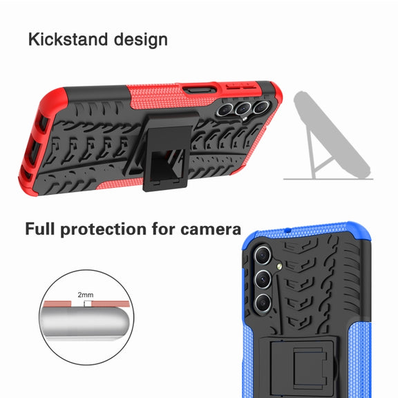 For Samsung Galaxy A24 4G Tire Texture TPU + PC Phone Case with Holder(Black)